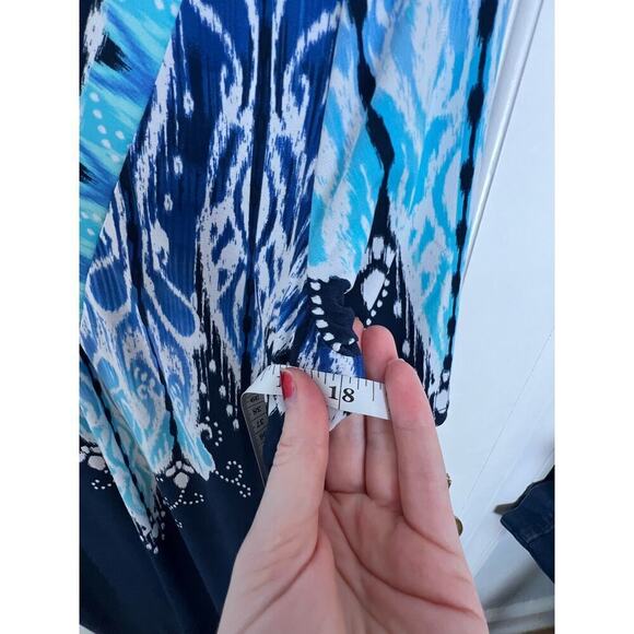 JM Collection Medallion Marvel Dress Intrepid Blue V Neck Short Sleeve Women's S - Picture 8 of 10